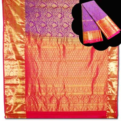 "Kalaneta Violet Kanchi fancy silk saree NSHH-11 (with Blouse) - Click here to View more details about this Product